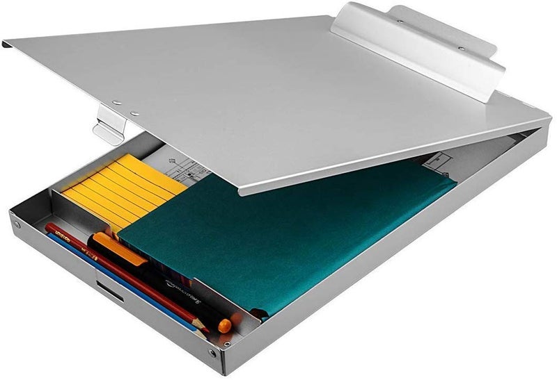 ZCZN Recycled Aluminum Storage Clipboard, Clipboard Box, Form Holder, Suitable for School, Office, Jobsite or Medical Staff, 9.25 x 13.78 Inches, Silver - Image 1